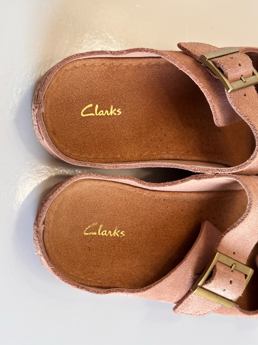 Clarks Brookleigh Sun Slides Women's 9M Dusty Rose Suede Straps Buckles Sandals - Picture 11 of 14